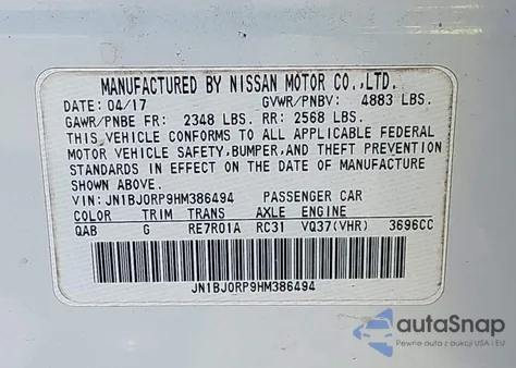 2017 Infiniti Qx50 from USA, damaged, VIN JN1BJ0RP9HM386494